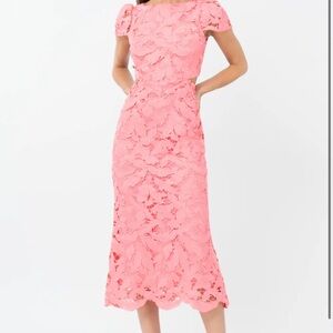 Adelyn Rae Portia 3D Lace Cap Sleeve Midi Dress Coral Pink Size Medium